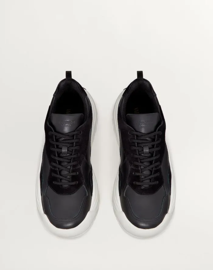 Valentino Sneakers Man Gumboy Calfskin Sneaker For Man In Black Black Valentino Sneakers Man Gumboy Calfskin Sneaker For Man In Black Black