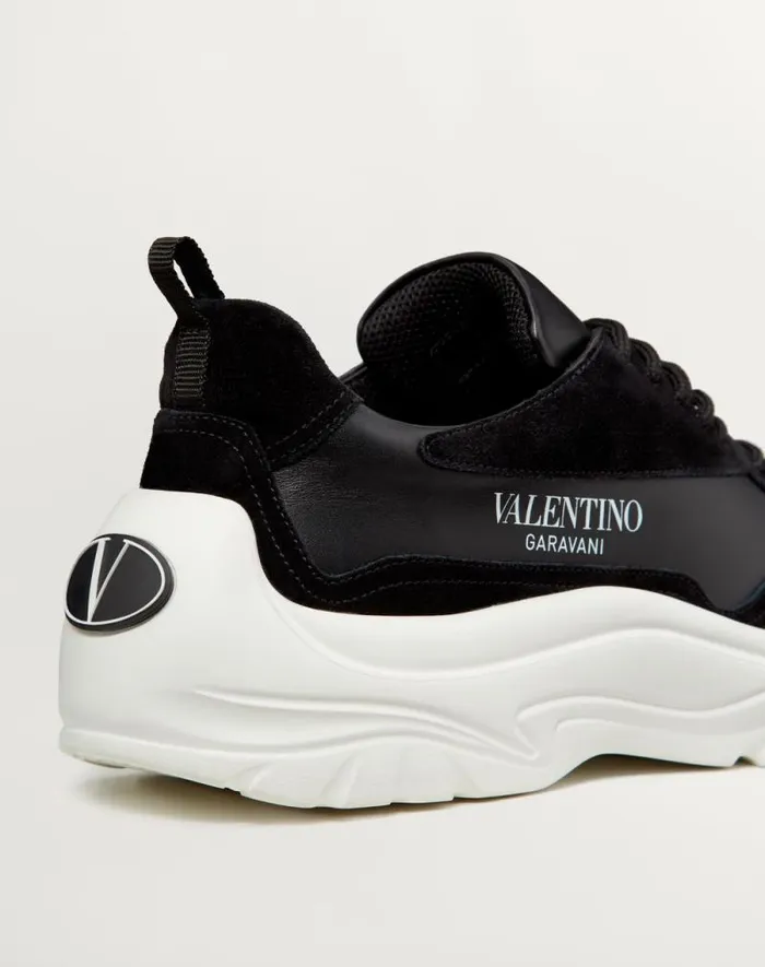 Valentino Sneakers Man Gumboy Calfskin Sneaker For Man In Black Black Valentino Sneakers Man Gumboy Calfskin Sneaker For Man In Black Black