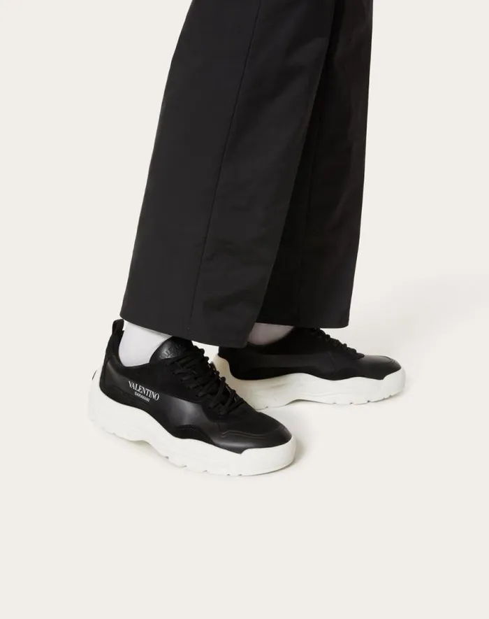 Valentino Sneakers Man Gumboy Calfskin Sneaker For Man In Black Black Valentino Sneakers Man Gumboy Calfskin Sneaker For Man In Black Black