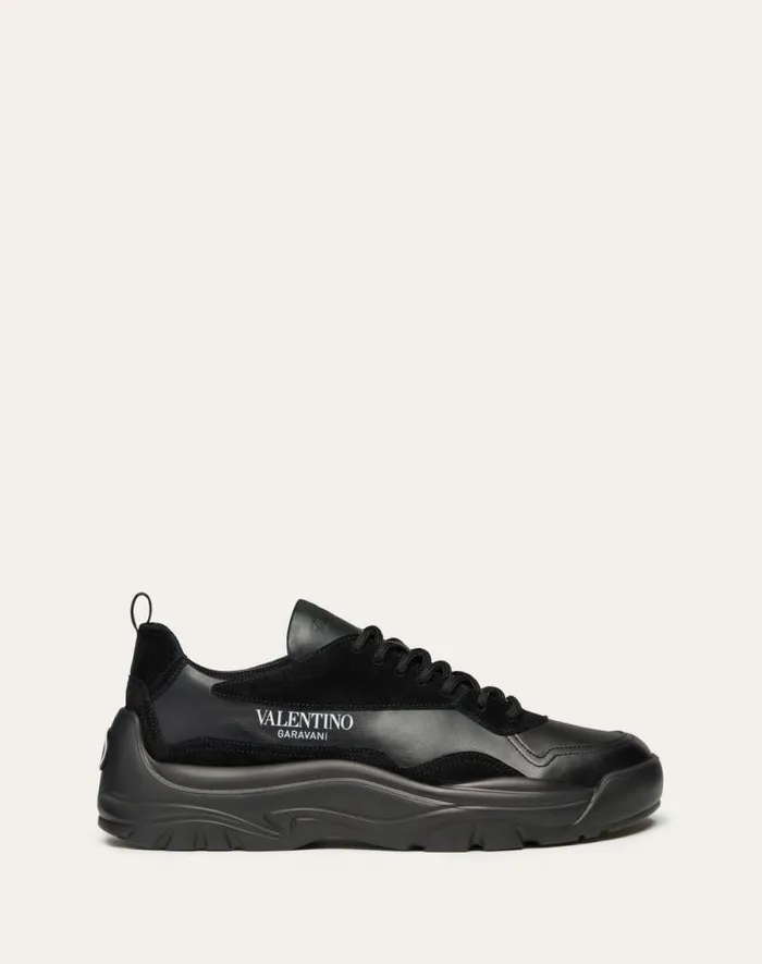Valentino Sneakers Man Gumboy Calfskin Sneaker For Man In Black Black Valentino Sneakers Man Gumboy Calfskin Sneaker For Man In Black Black
