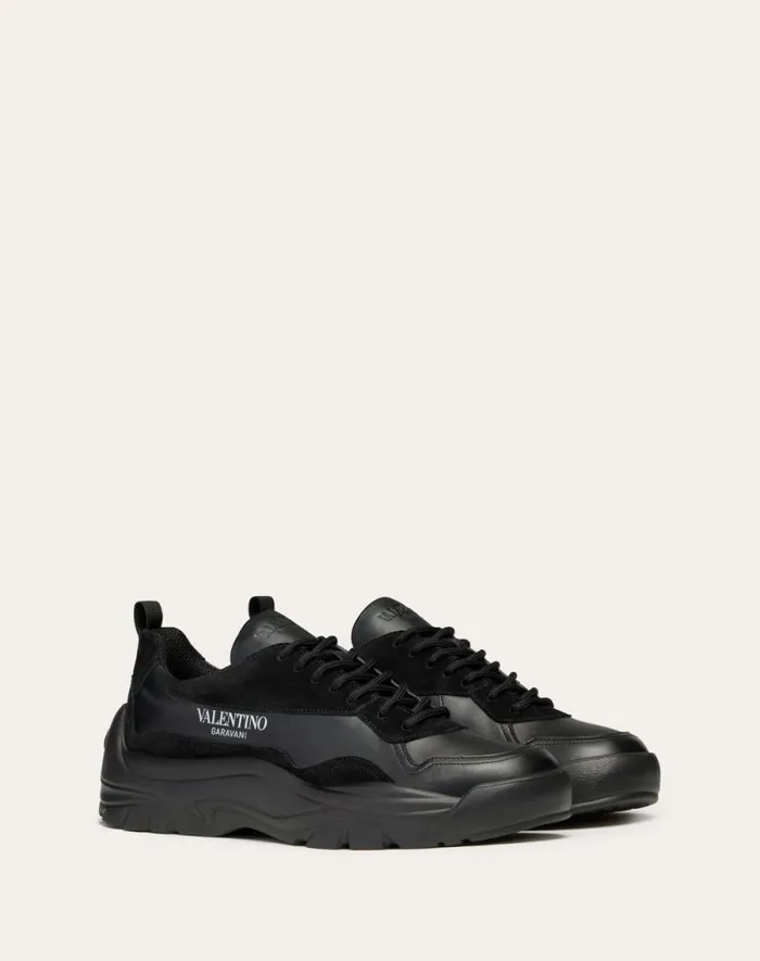 Valentino Sneakers Man Gumboy Calfskin Sneaker For Man In Black Black Valentino Sneakers Man Gumboy Calfskin Sneaker For Man In Black Black