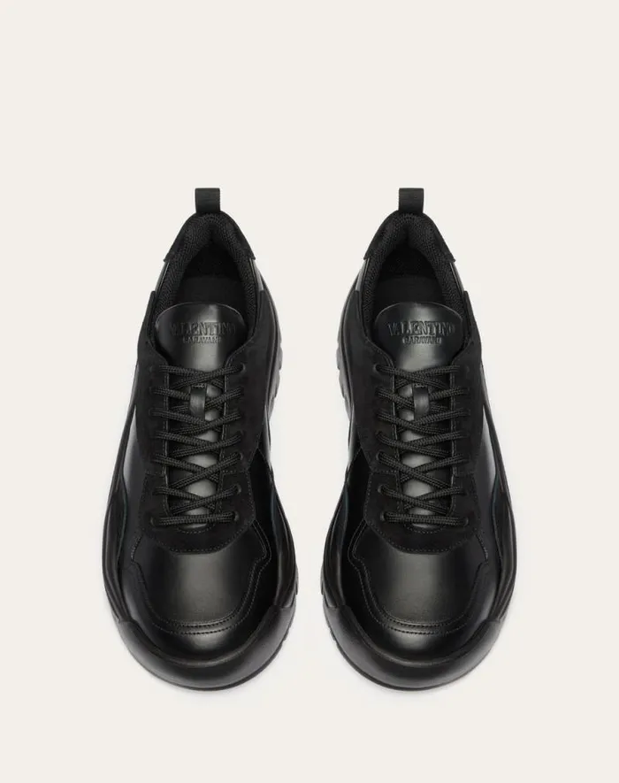Valentino Sneakers Man Gumboy Calfskin Sneaker For Man In Black Black Valentino Sneakers Man Gumboy Calfskin Sneaker For Man In Black Black