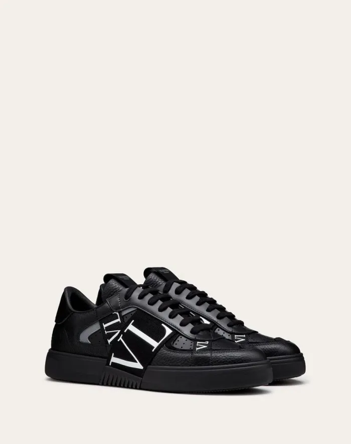 Valentino Sneakers Man Lowtop Calfskin Vl7n Sneaker With Bands For Man In Whiteicepastel Grey Whiteicepastel Grey