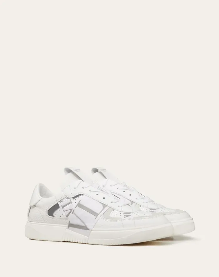 Valentino Sneakers Man Lowtop Calfskin Vl7n Sneaker With Bands For Man In Whiteicepastel Grey Whiteicepastel Grey