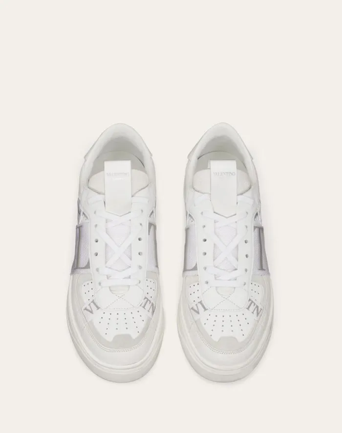 Valentino Sneakers Man Lowtop Calfskin Vl7n Sneaker With Bands For Man In Whiteicepastel Grey Whiteicepastel Grey