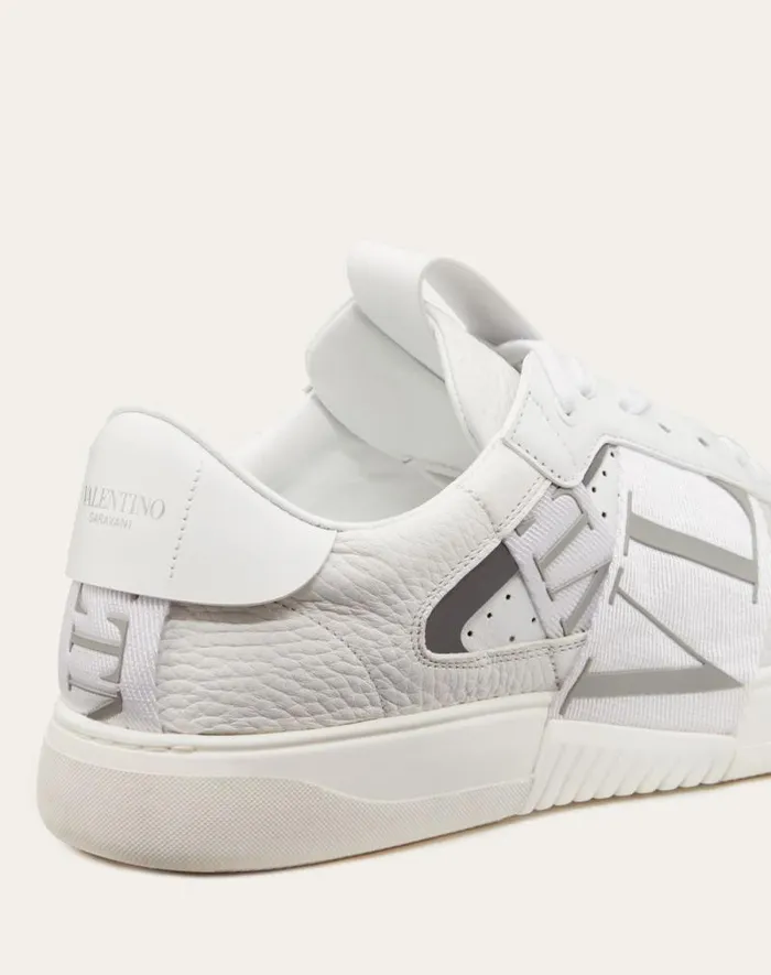 Valentino Sneakers Man Lowtop Calfskin Vl7n Sneaker With Bands For Man In Whiteicepastel Grey Whiteicepastel Grey