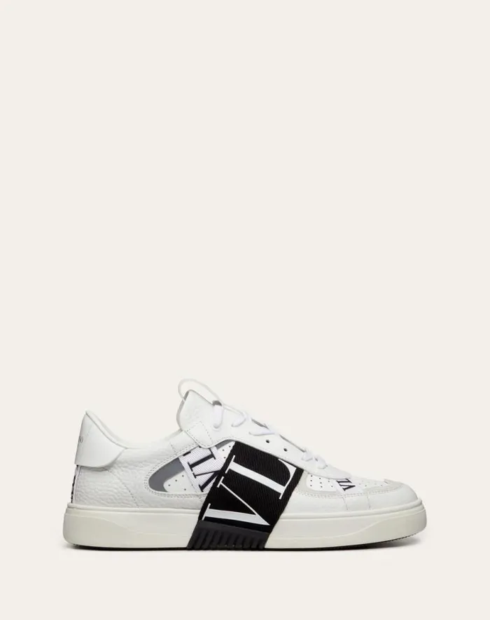 Valentino Sneakers Man Lowtop Calfskin Vl7n Sneaker With Bands For Man In Whiteicepastel Grey Whiteicepastel Grey