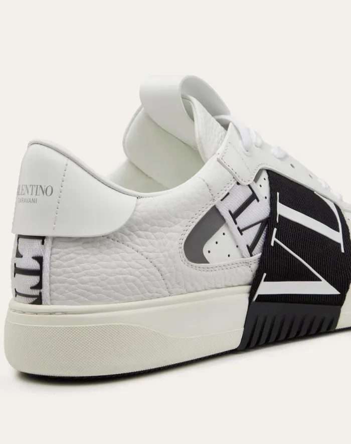 Valentino Sneakers Man Lowtop Calfskin Vl7n Sneaker With Bands For Man In Whiteicepastel Grey Whiteicepastel Grey