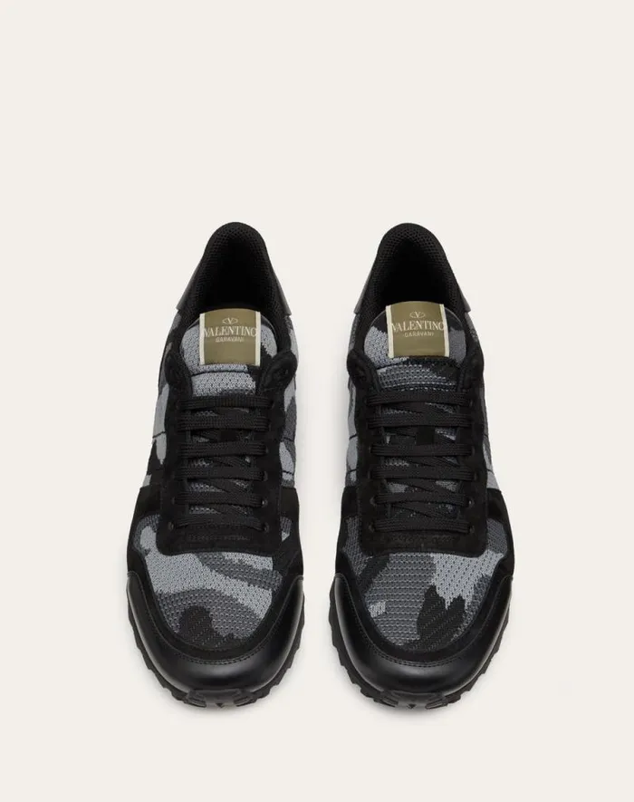 Valentino Sneakers Man Mesh Fabric Camouflage Rockrunner Sneaker For Man In Blackstone Blackstone Valentino Sneakers Man Mesh Fabric Camouflage Rockrunner Sneaker For Man In Blackstone Blackstone