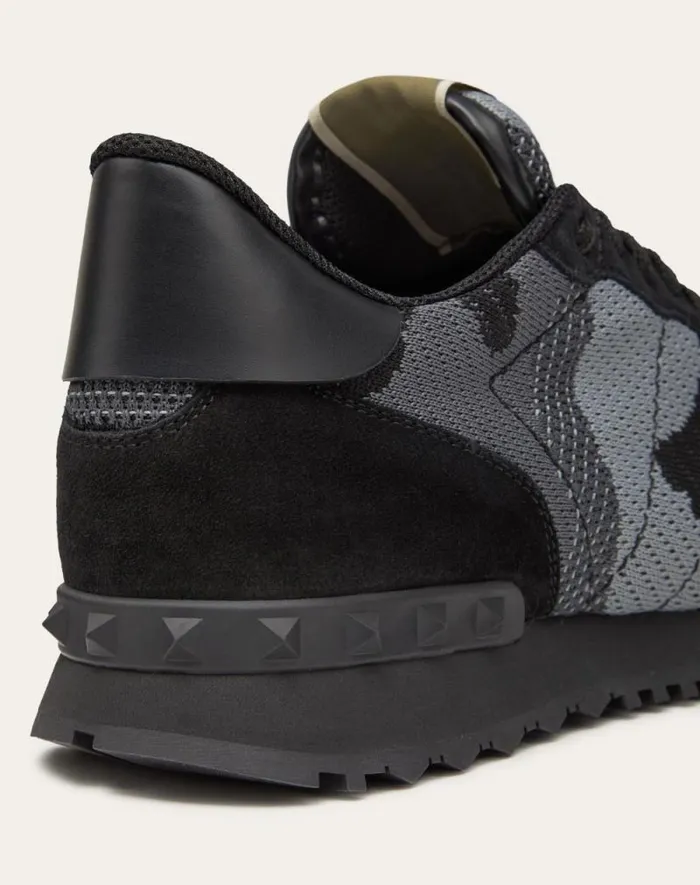Valentino Sneakers Man Mesh Fabric Camouflage Rockrunner Sneaker For Man In Blackstone Blackstone Valentino Sneakers Man Mesh Fabric Camouflage Rockrunner Sneaker For Man In Blackstone Blackstone