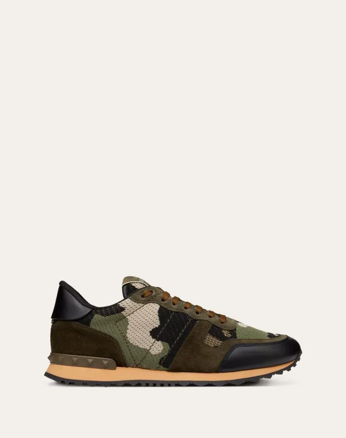 Valentino Sneakers Man Mesh Fabric Camouflage Rockrunner Sneaker For Man In Hazelnutoliveblack Hazelnutoliveblack Valentino Sneakers Man Mesh Fabric Camouflage Rockrunner Sneaker For Man In Hazelnutoliveblack Hazelnutoliveblack