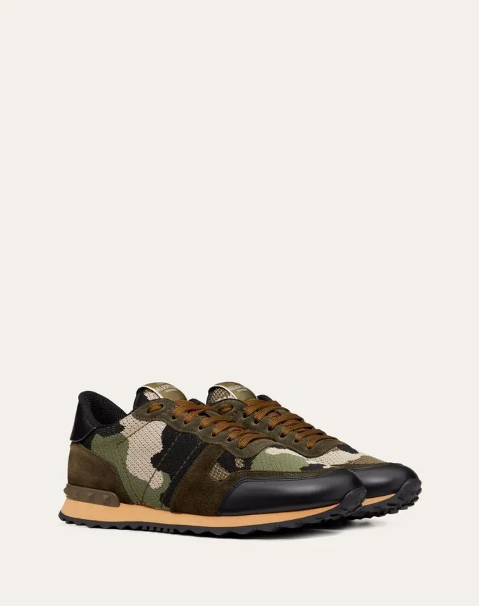 Valentino Sneakers Man Mesh Fabric Camouflage Rockrunner Sneaker For Man In Hazelnutoliveblack Hazelnutoliveblack Valentino Sneakers Man Mesh Fabric Camouflage Rockrunner Sneaker For Man In Hazelnutoliveblack Hazelnutoliveblack