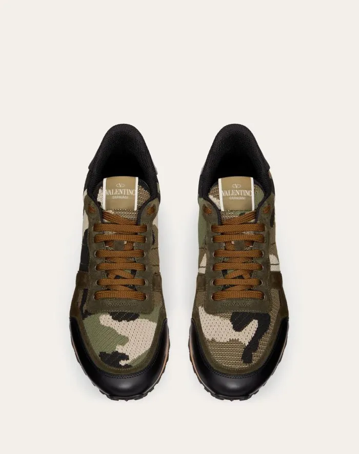 Valentino Sneakers Man Mesh Fabric Camouflage Rockrunner Sneaker For Man In Hazelnutoliveblack Hazelnutoliveblack Valentino Sneakers Man Mesh Fabric Camouflage Rockrunner Sneaker For Man In Hazelnutoliveblack Hazelnutoliveblack