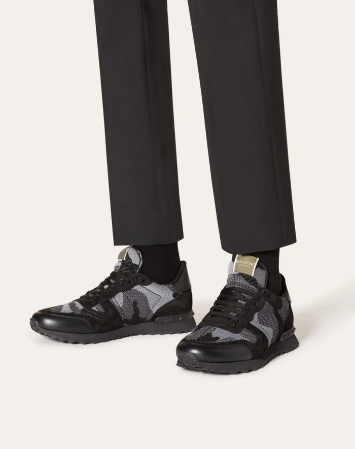 Valentino Sneakers Man Mesh Fabric Camouflage Rockrunner Sneaker For Man In Hazelnutoliveblack Hazelnutoliveblack Valentino Sneakers Man Mesh Fabric Camouflage Rockrunner Sneaker For Man In Hazelnutoliveblack Hazelnutoliveblack