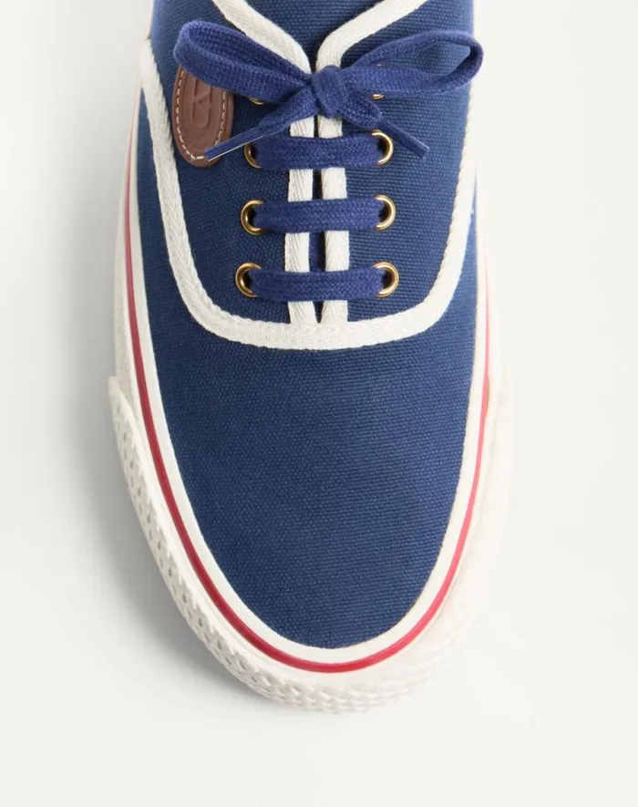 Valentino Sneakers Man Nojoke Sneaker In Canvas Fabric For Man In Indigoivorycuir Indigoivorycuir