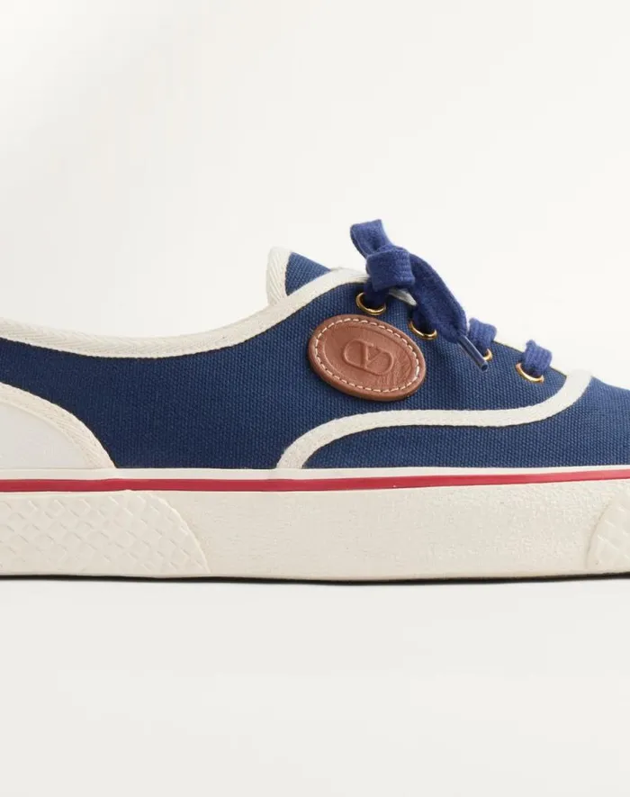 Valentino Sneakers Man Nojoke Sneaker In Canvas Fabric For Man In Indigoivorycuir Indigoivorycuir