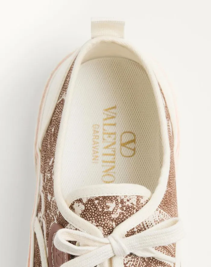 Valentino Sneakers Man Nojoke Sneaker In Voyage Imaginaire Fabric For Man In Multicolorivorycuir Multicolorivorycuir