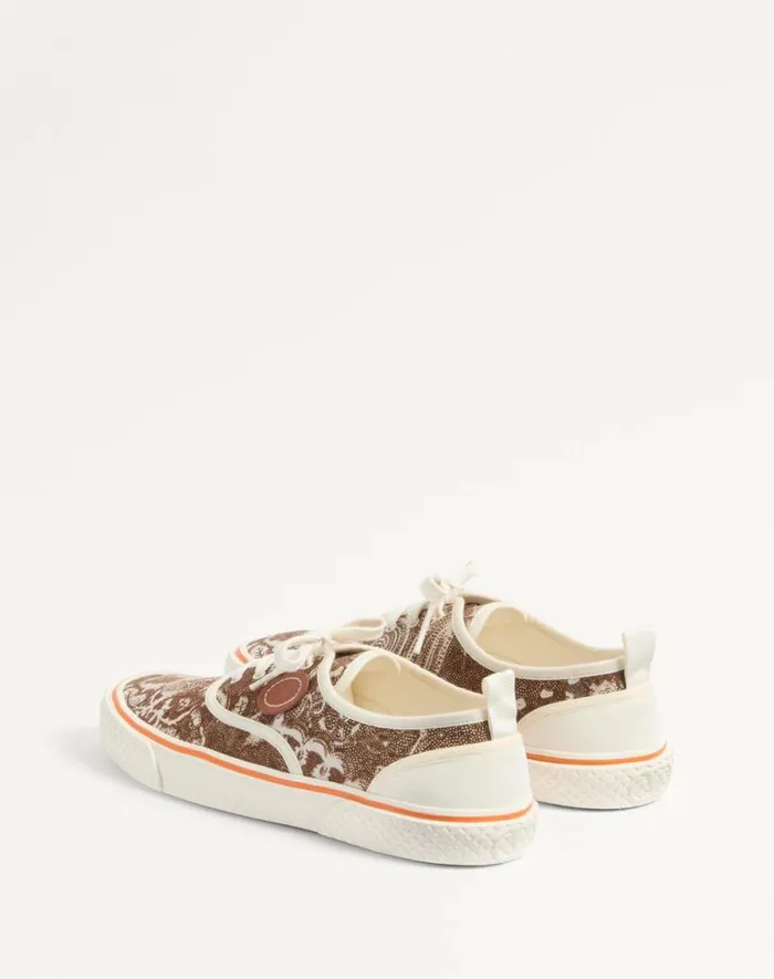 Valentino Sneakers Man Nojoke Sneaker In Voyage Imaginaire Fabric For Man In Multicolorivorycuir Multicolorivorycuir