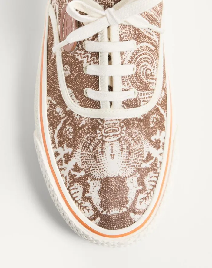 Valentino Sneakers Man Nojoke Sneaker In Voyage Imaginaire Fabric For Man In Multicolorivorycuir Multicolorivorycuir