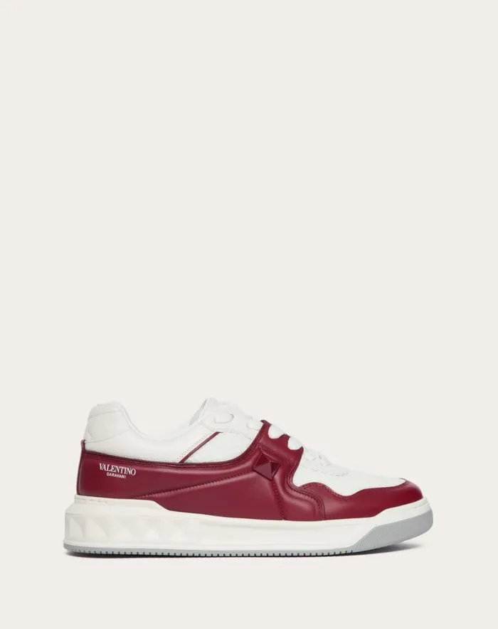 Valentino Sneakers Man One Stud Lowtop Mesh And Nappa Leather Sneaker For Man In Redwhite Redwhite