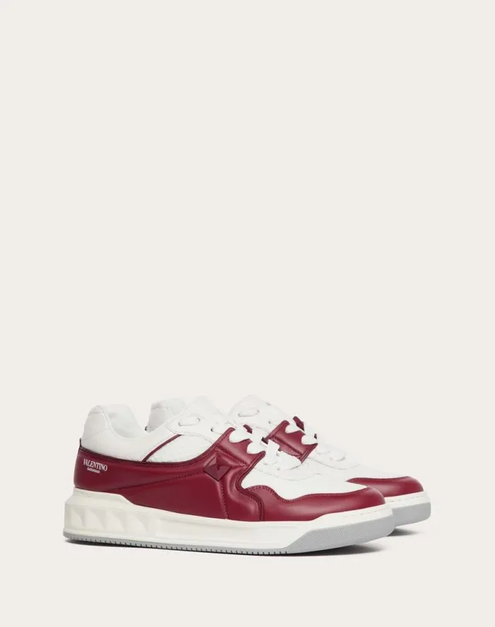 Valentino Sneakers Man One Stud Lowtop Mesh And Nappa Leather Sneaker For Man In Redwhite Redwhite