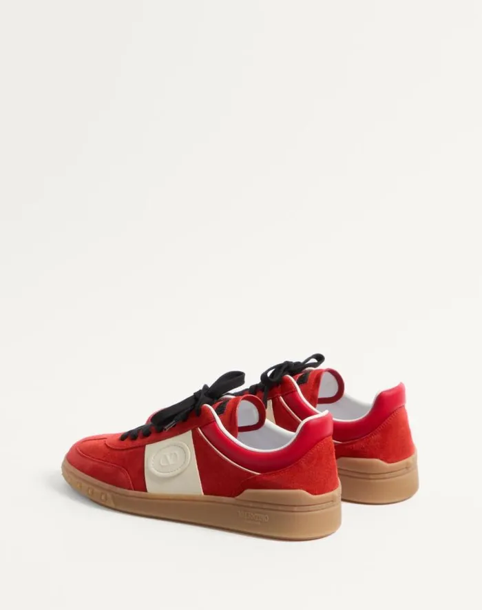 Valentino Sneakers Man Upvillage Low Top Sneaker In Split Leather And Calfskin Nappa Leather For Man In Coralivory Coralivory Valentino Sneakers Man Upvillage Low Top Sneaker In Split Leather And Calfskin Nappa Leather For Man In Coralivory Coralivory
