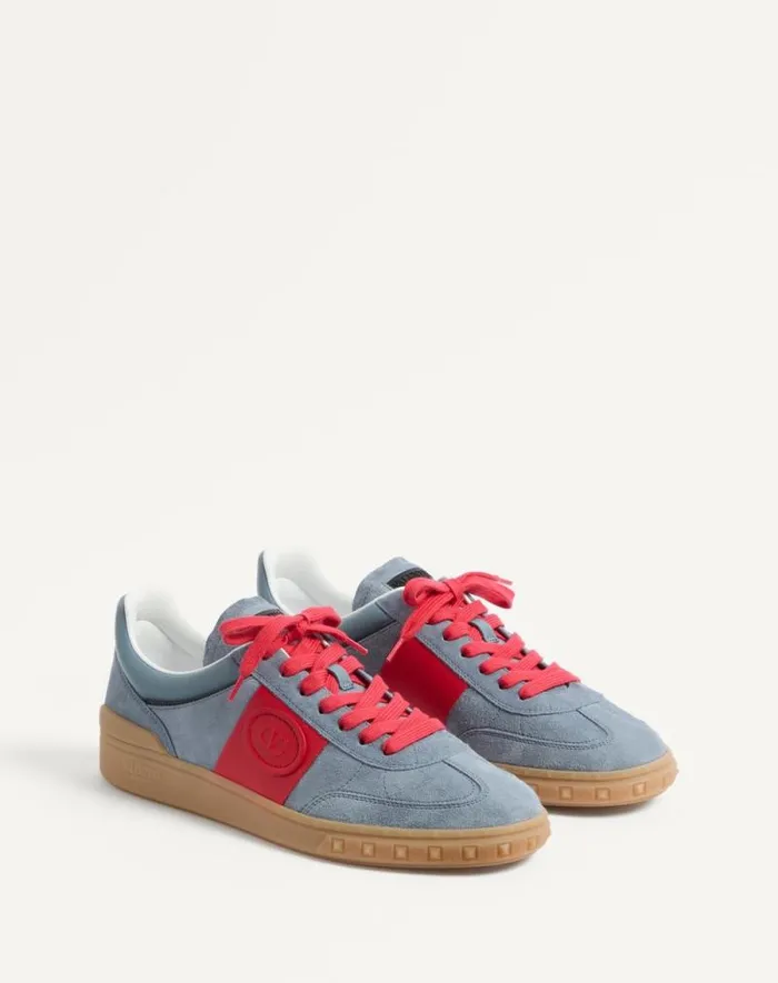 Valentino Sneakers Man Upvillage Low Top Sneaker In Split Leather And Calfskin Nappa Leather For Man In Coralivory Coralivory Valentino Sneakers Man Upvillage Low Top Sneaker In Split Leather And Calfskin Nappa Leather For Man In Coralivory Coralivory