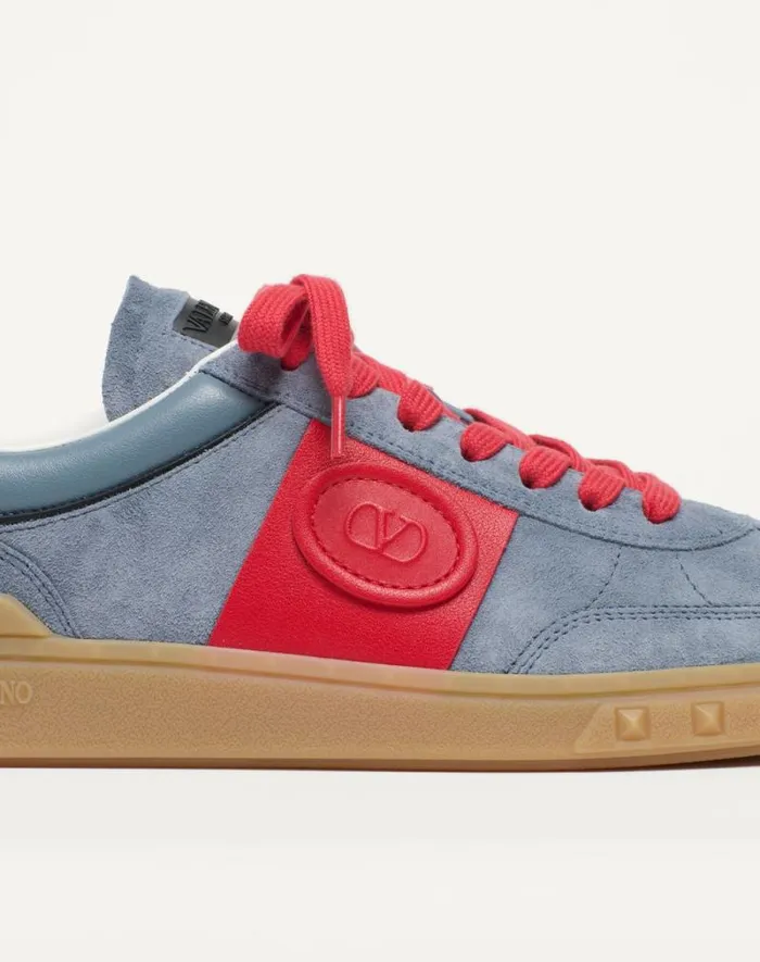 Valentino Sneakers Man Upvillage Low Top Sneaker In Split Leather And Calfskin Nappa Leather For Man In Coralivory Coralivory Valentino Sneakers Man Upvillage Low Top Sneaker In Split Leather And Calfskin Nappa Leather For Man In Coralivory Coralivory