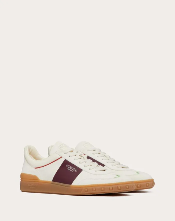 Valentino Sneakers Man Upvillage Low Top Sneaker In Split Leather And Calfskin Nappa Leather For Man In Multicolor Multicolor