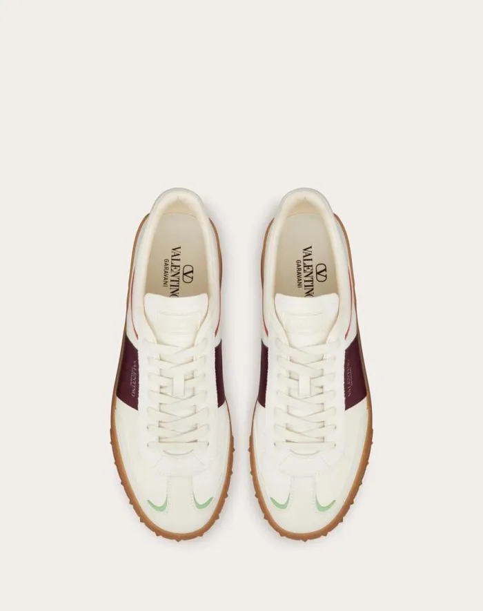 Valentino Sneakers Man Upvillage Low Top Sneaker In Split Leather And Calfskin Nappa Leather For Man In Multicolor Multicolor