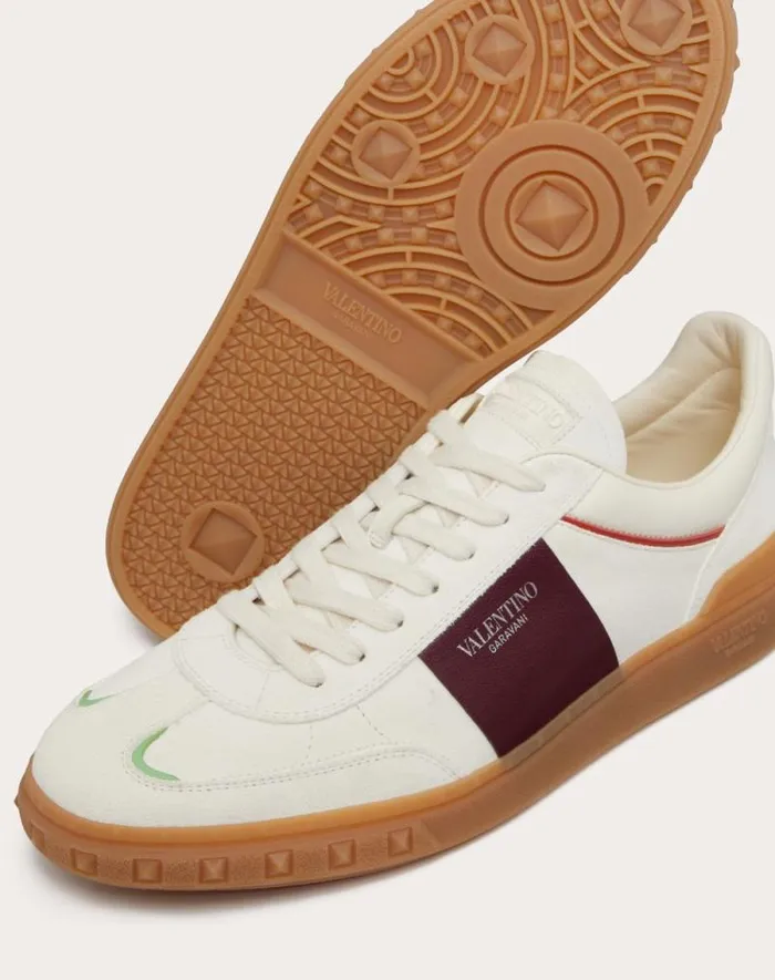 Valentino Sneakers Man Upvillage Low Top Sneaker In Split Leather And Calfskin Nappa Leather For Man In Multicolor Multicolor