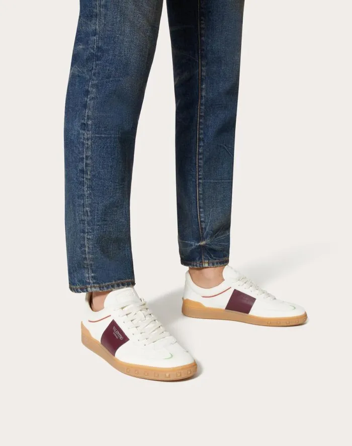 Valentino Sneakers Man Upvillage Low Top Sneaker In Split Leather And Calfskin Nappa Leather For Man In Multicolor Multicolor