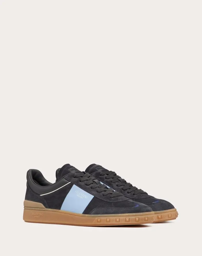 Valentino Sneakers Man Upvillage Low Top Sneaker In Split Leather And Calfskin Nappa Leather For Man In Multicolor Multicolor