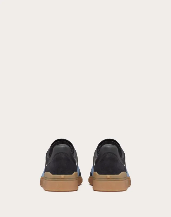 Valentino Sneakers Man Upvillage Low Top Sneaker In Split Leather And Calfskin Nappa Leather For Man In Multicolor Multicolor