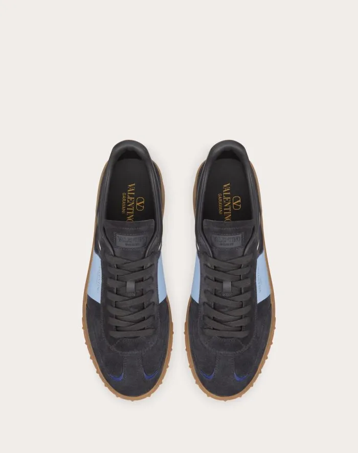 Valentino Sneakers Man Upvillage Low Top Sneaker In Split Leather And Calfskin Nappa Leather For Man In Multicolor Multicolor