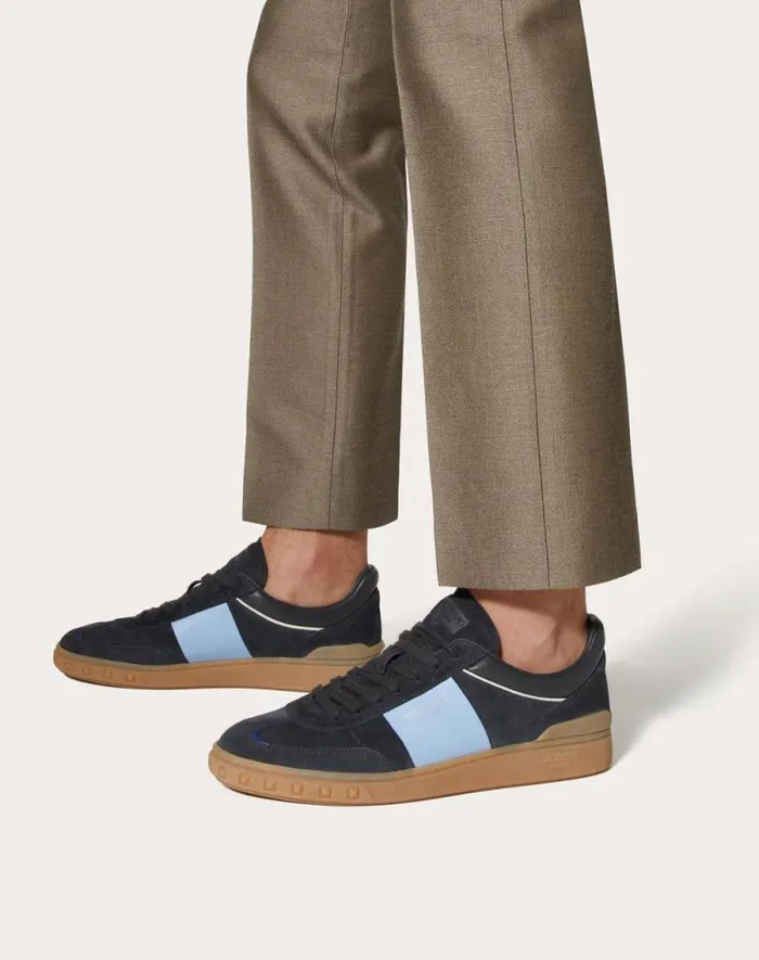 Valentino Sneakers Man Upvillage Low Top Sneaker In Split Leather And Calfskin Nappa Leather For Man In Multicolor Multicolor