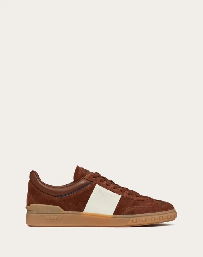 Valentino Sneakers Man Upvillage Low Top Sneaker In Split Leather And Calfskin Nappa Leather For Man In Multicolor Multicolor