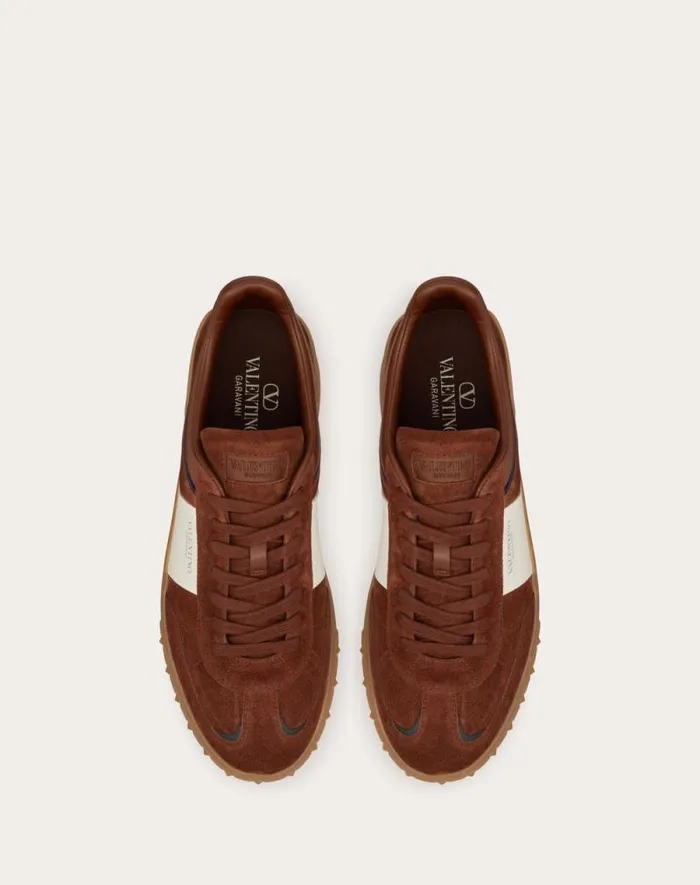 Valentino Sneakers Man Upvillage Low Top Sneaker In Split Leather And Calfskin Nappa Leather For Man In Multicolor Multicolor