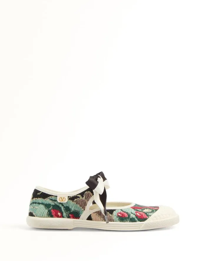 Valentino Sneakers Woman Ballerina Bay By Bay Sneaker In Jacquard Fabric With Floral Embroidery For Woman In Multicolor Multicolor Valentino Sneakers Woman Ballerina Bay By Bay Sneaker In Jacquard Fabric With Floral Embroidery For Woman In Multicolor Multicolor