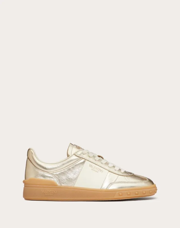 Valentino Sneakers Woman Upvillage Trainer In Laminated Calfskin With Nappa Calfskin Leather Band For Woman In Platinumivoryamber Platinumivoryamber Valentino Sneakers Woman Upvillage Trainer In Laminated Calfskin With Nappa Calfskin Leather Band For Woman In Platinumivoryamber Platinumivoryamber