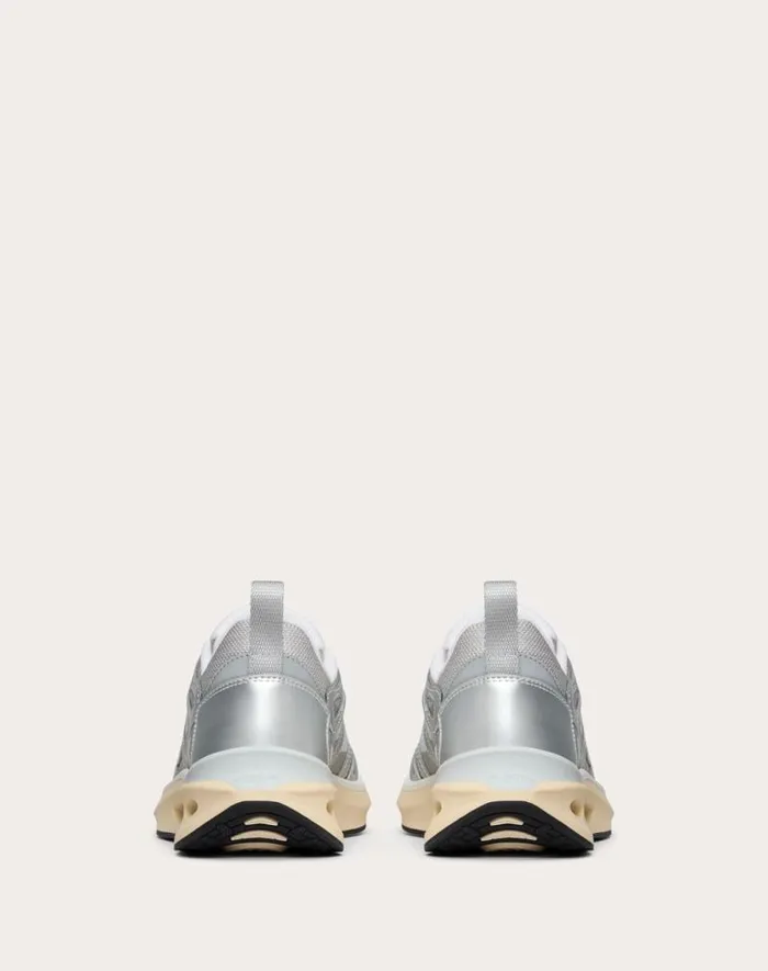 Valentino Sneakers Woman Vlogo Easyjog Sneaker In Mirror And Fabric For Woman In Whitesilver Whitesilver