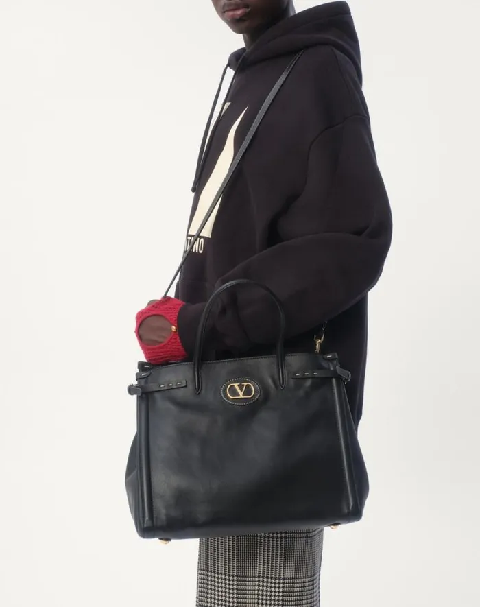 Valentino Tshirts And Sweatshirts Man Cotton Hooded Sweatshirt With Chez Valentino Print For Man In Black Black