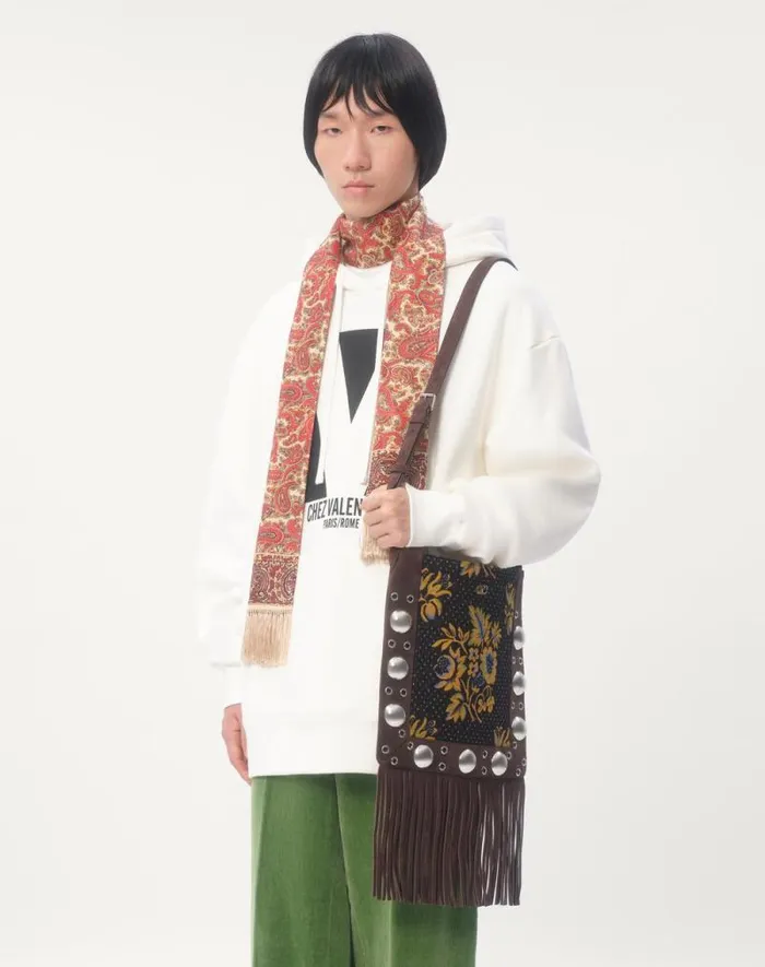 Valentino Tshirts And Sweatshirts Man Cotton Hooded Sweatshirt With Chez Valentino Print For Man In Black Black