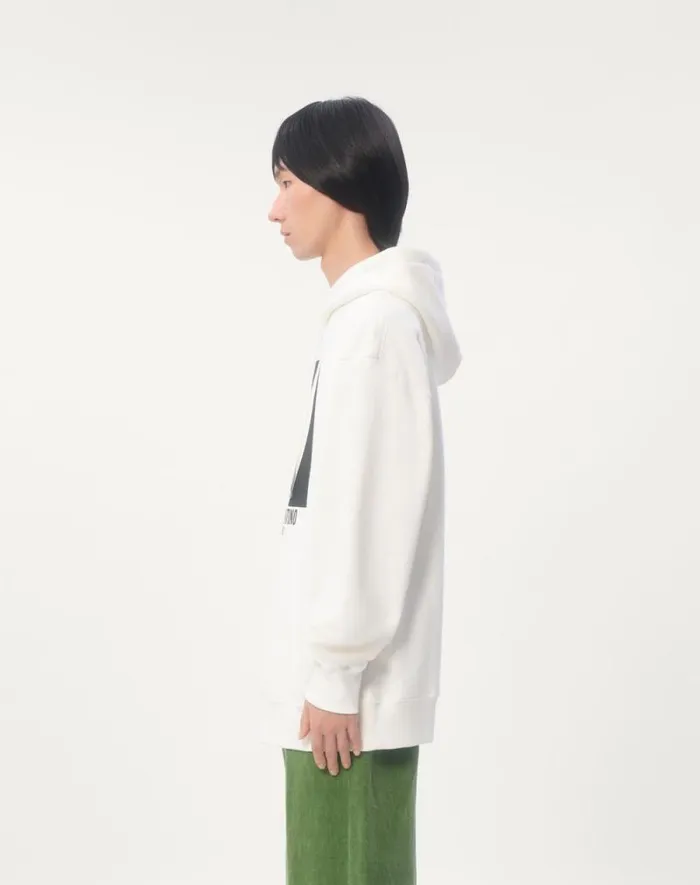 Valentino Tshirts And Sweatshirts Man Cotton Hooded Sweatshirt With Chez Valentino Print For Man In Black Black