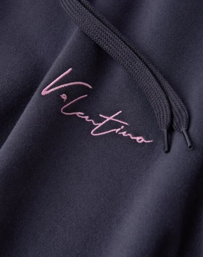 Valentino Tshirts And Sweatshirts Man Cotton Hooded Sweatshirt With Valentino Embroidery And Vlogo Signature Print For Man In Navy Navy Valentino Tshirts And Sweatshirts Man Cotton Hooded Sweatshirt With Valentino Embroidery And Vlogo Signature Print For Man In Navy Navy
