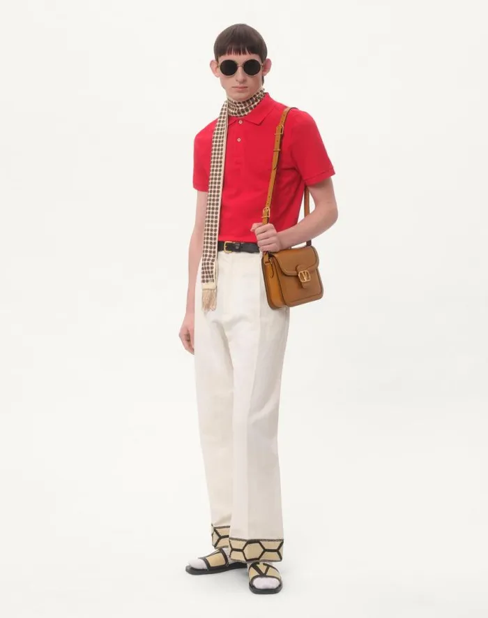 Valentino Tshirts And Sweatshirts Man Cotton Piqu Polo Shirt With Vlogo Embroidery For Man In Red Red