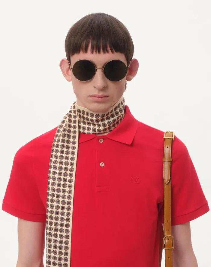 Valentino Tshirts And Sweatshirts Man Cotton Piqu Polo Shirt With Vlogo Embroidery For Man In Red Red