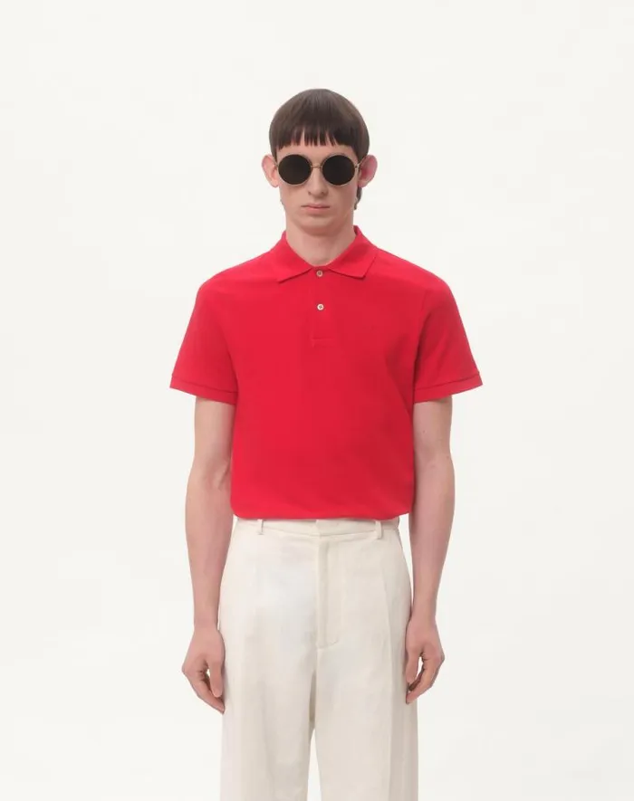 Valentino Tshirts And Sweatshirts Man Cotton Piqu Polo Shirt With Vlogo Embroidery For Man In Red Red