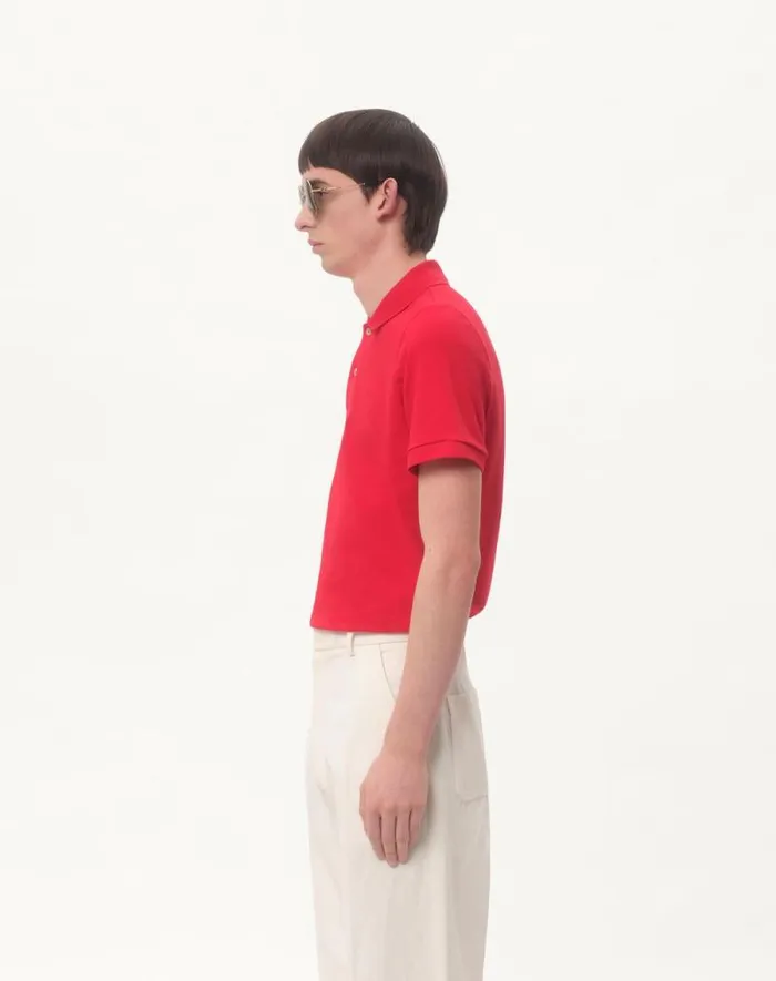 Valentino Tshirts And Sweatshirts Man Cotton Piqu Polo Shirt With Vlogo Embroidery For Man In Red Red