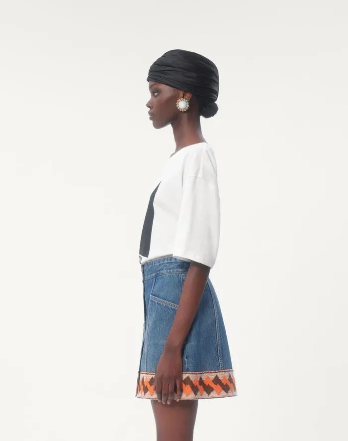 Valentino Tshirts And Sweatshirts Woman Jersey Cotton Tshirt With Chez Valentino Print For Woman In Black Black